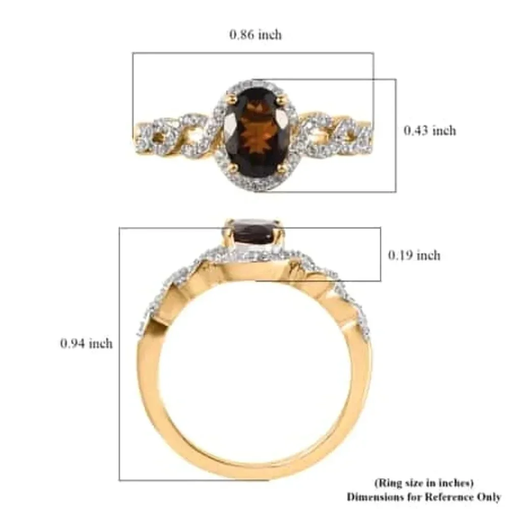 Golden Tourmaline & White Ziron Halo Enfinity style Ring.